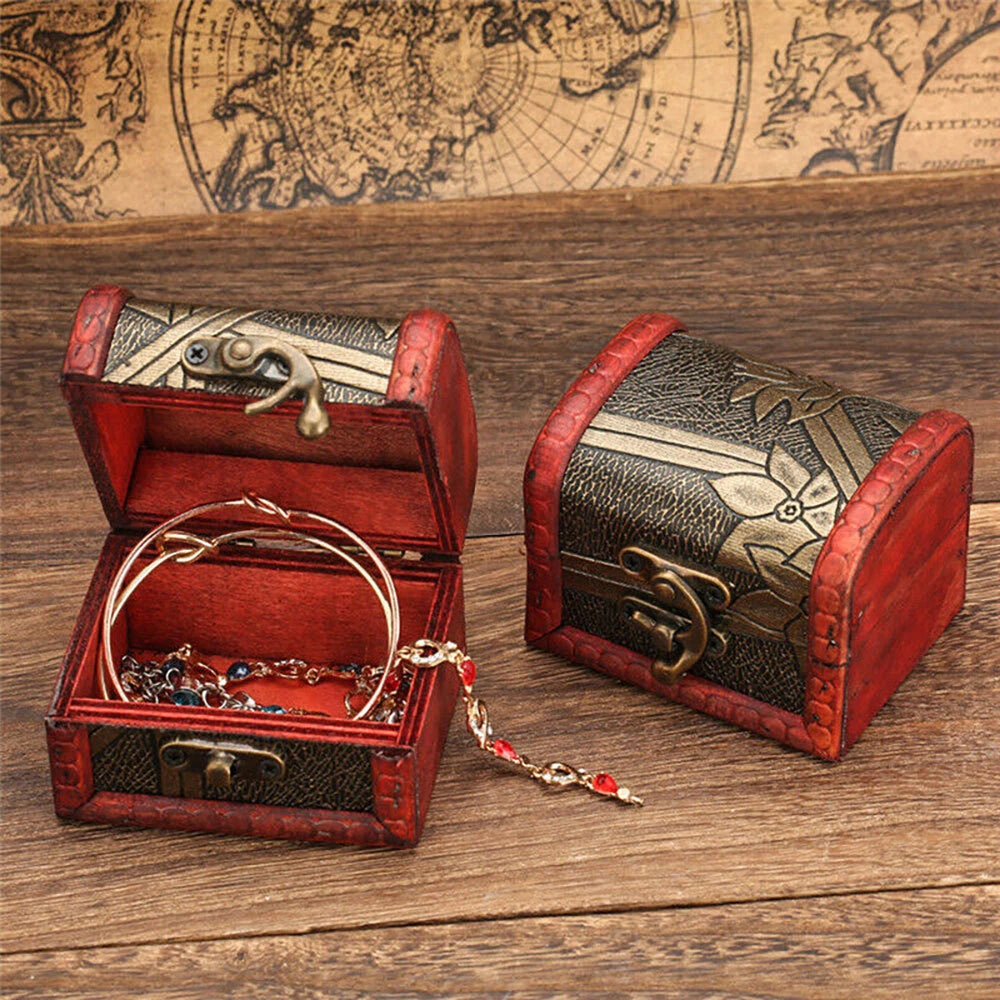 2Pcs Vintage Necklace Bracelet Storage Organizer Holder Gift Wooden Jewelry Box | eBay