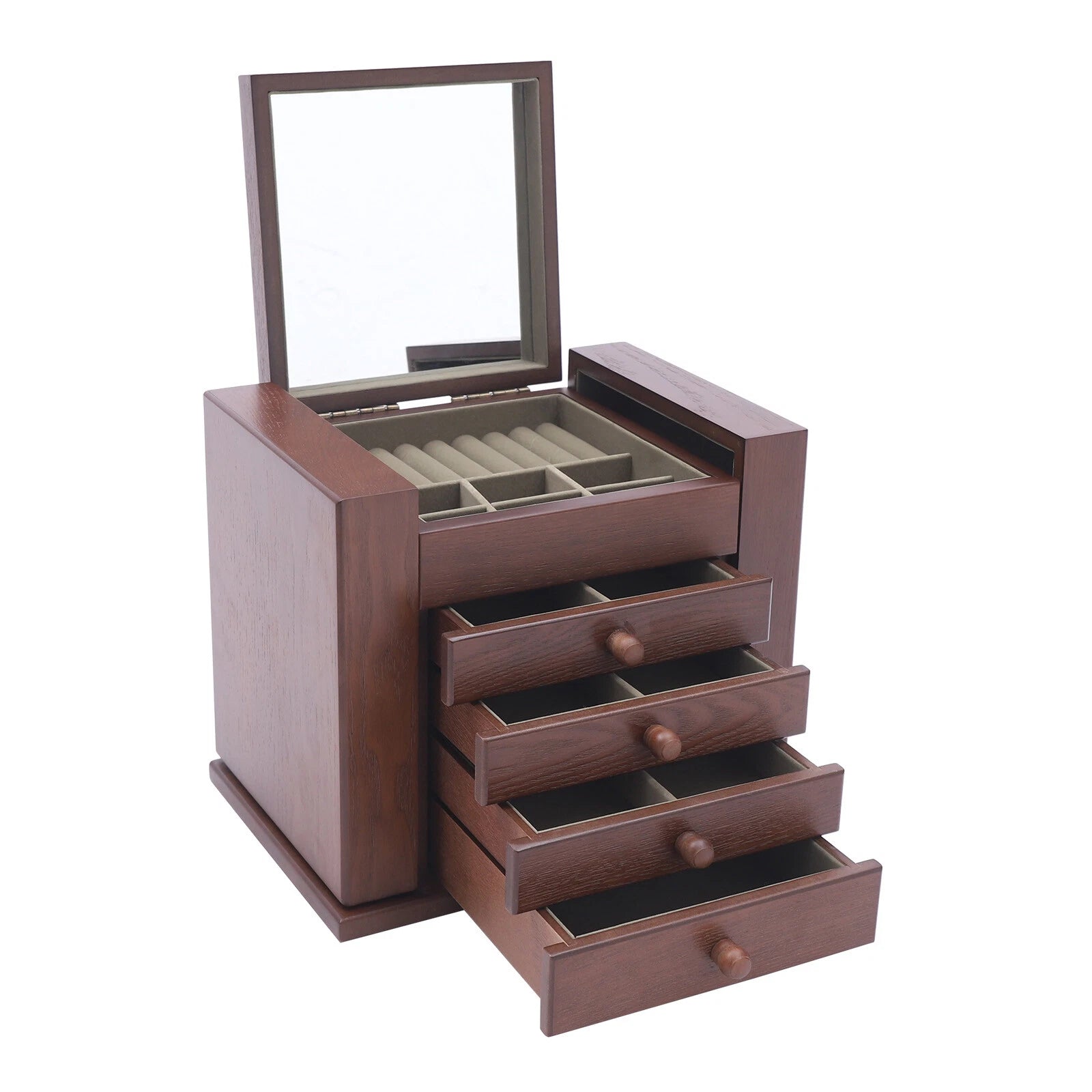 5 Layers Vintage Jewelry Organizer Wooden Storage Box Organizer W/4 Drawers | eBay