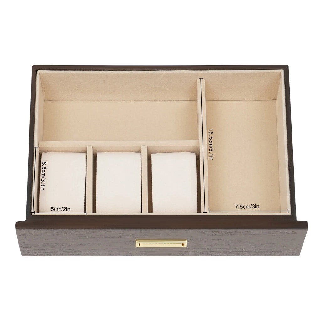 3 Layers Wooden Organizer Jewelry Storage Box w/ 2 Drawers Cabinet | eBay