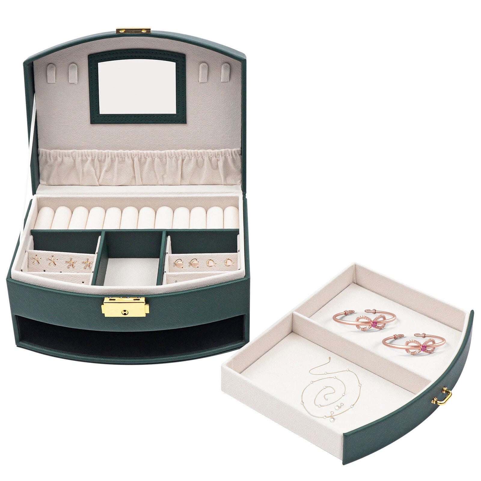 Large Jewelry Storage Case Jewelry Box Organizer for Women Girls w/ 2 Drawers US | eBay