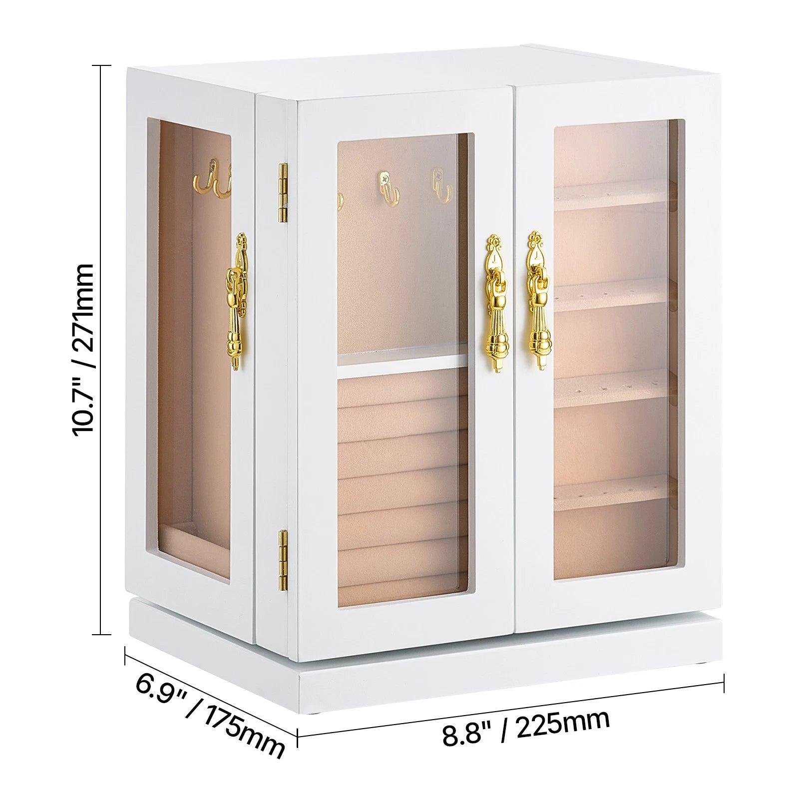 Jewelry Box 360° Rotating Jewelry Organizer with 5 Spacious Drawers White | eBay