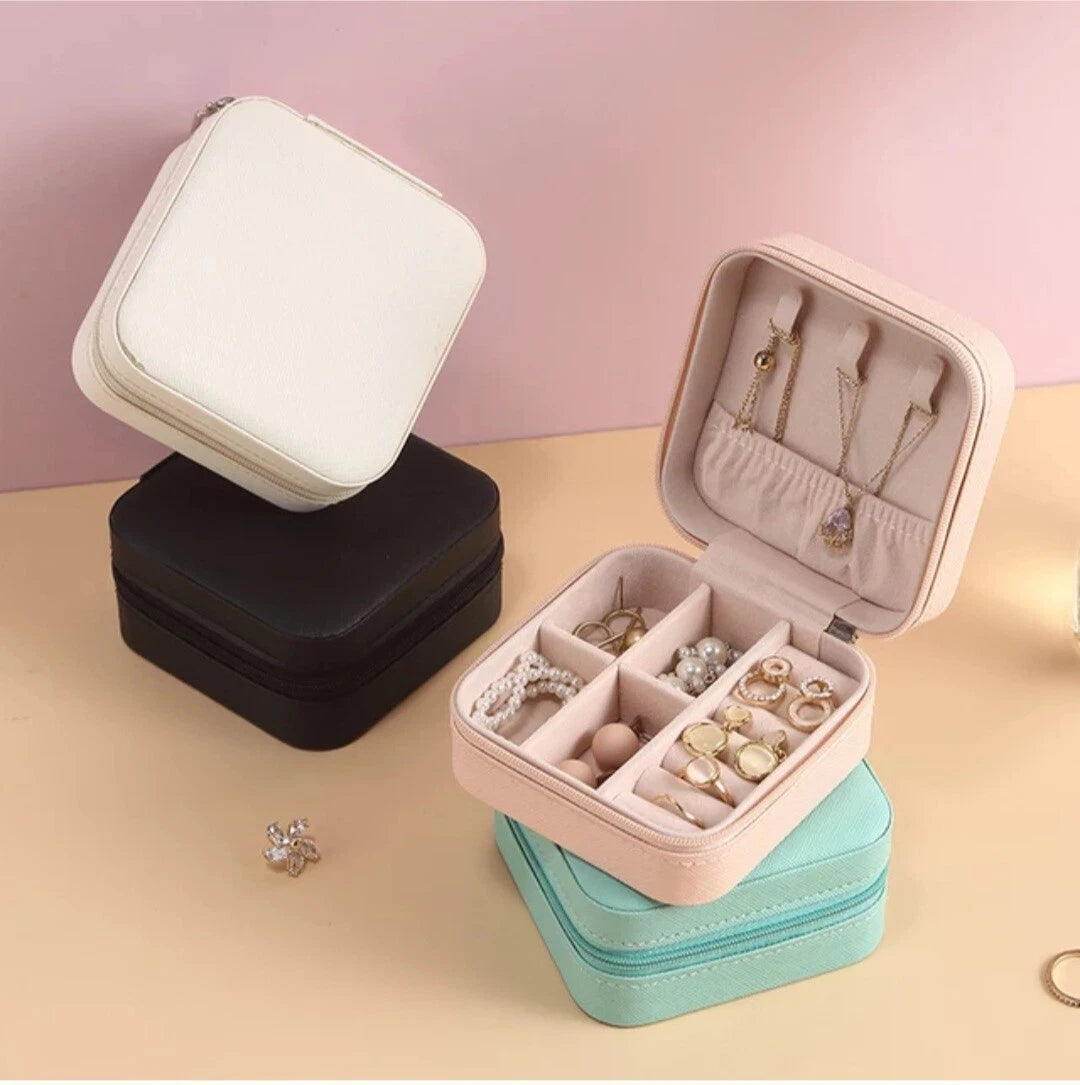 Portable Jewelry Box Organizer PU Leather Jewelry Ornaments Case Travel Storage | eBay