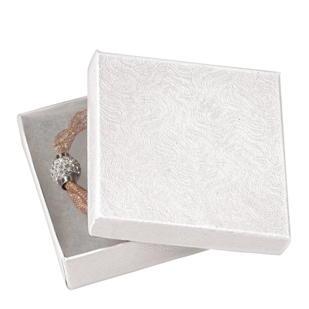 3 ½ x 3 ½ x 1 inch White Embossed Cotton Filled Jewelry Boxes - Case of 100 | eBay