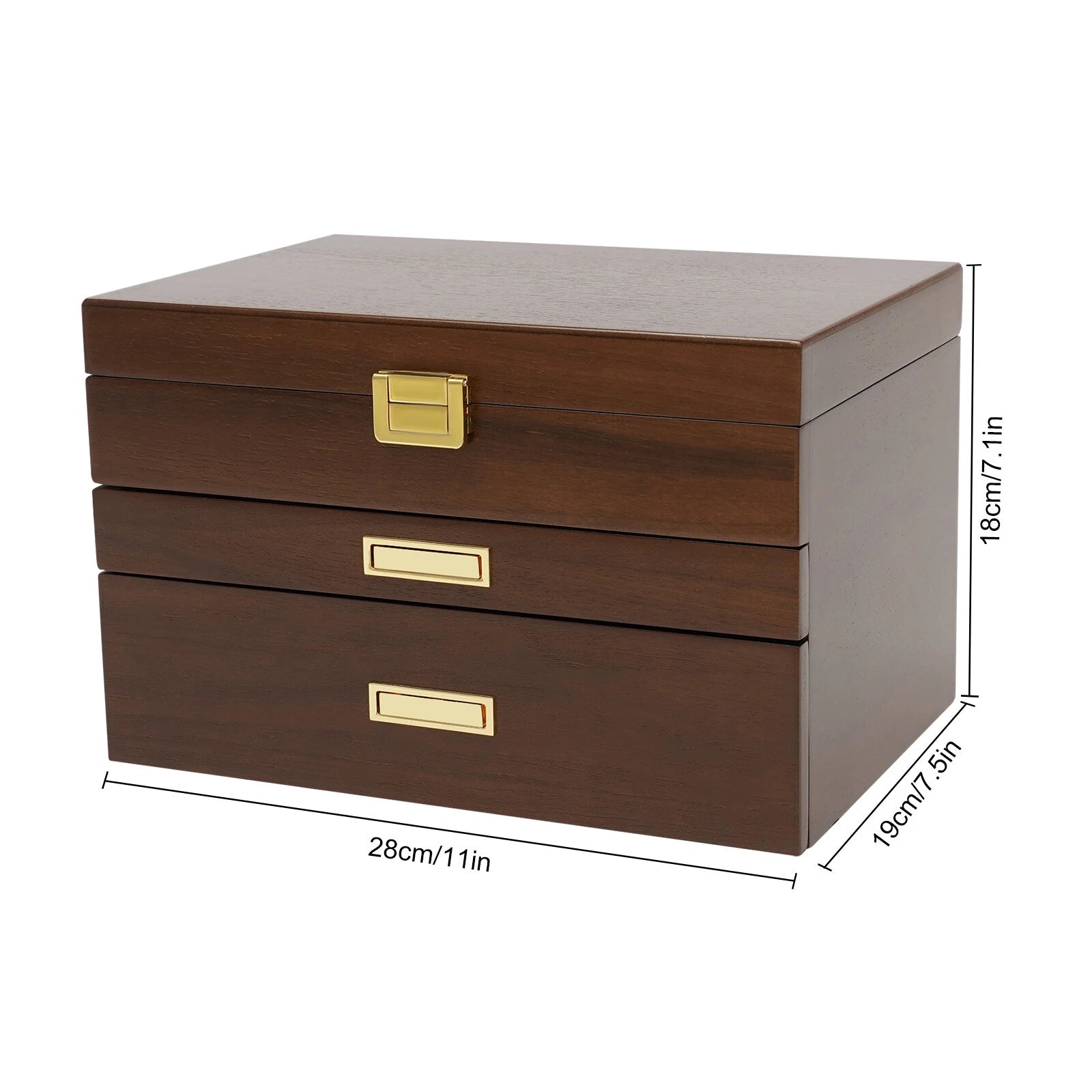 3 Layers Wooden Organizer Jewelry Storage Box w/ 2 Drawers Cabinet | eBay