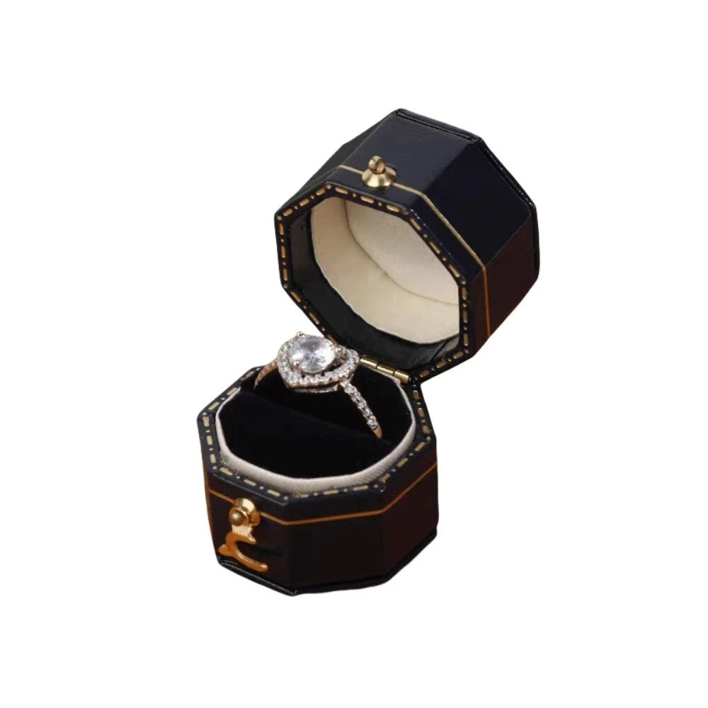 Luxury Vintage Leather Ring Boxes Engagement Wedding Ring Box Jewellery Case | eBay
