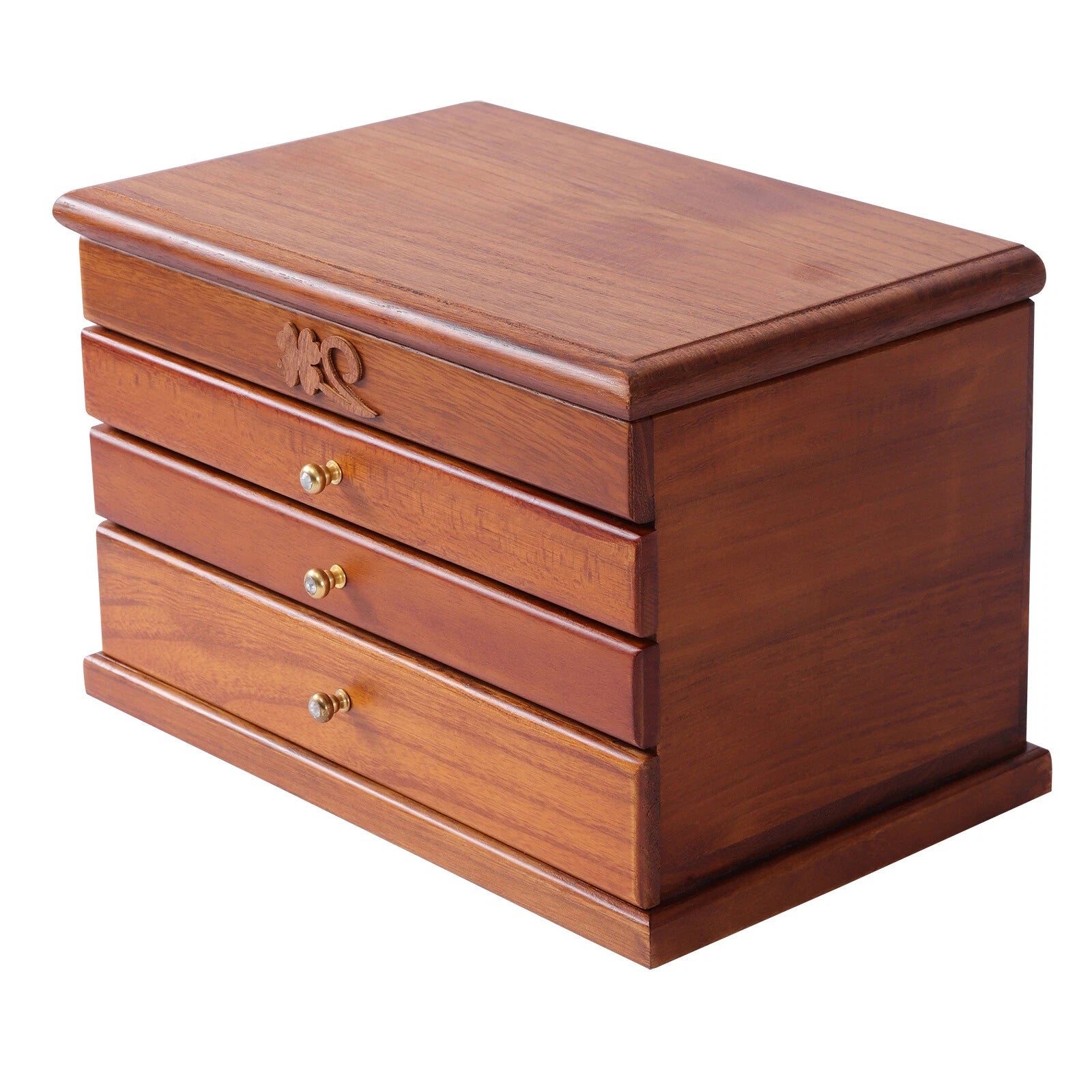Wooden Jewelry Box Jewelry Storage Ring Earrings Organizer Case with Drawer NEW | eBay