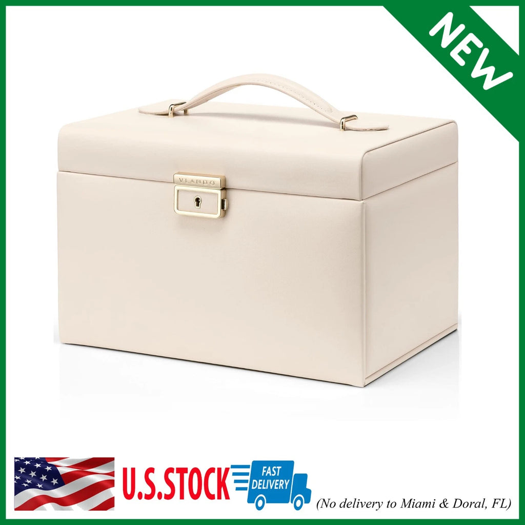 Velvet Jewelry Organizer Box for Women, Large Leather Jewelry Storage Box with L | eBay