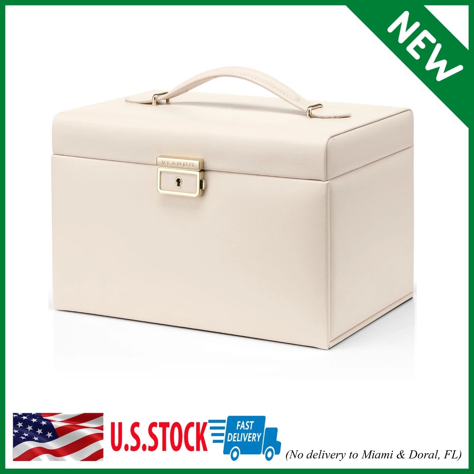 Velvet Jewelry Organizer Box for Women, Large Leather Jewelry Storage Box with L | eBay