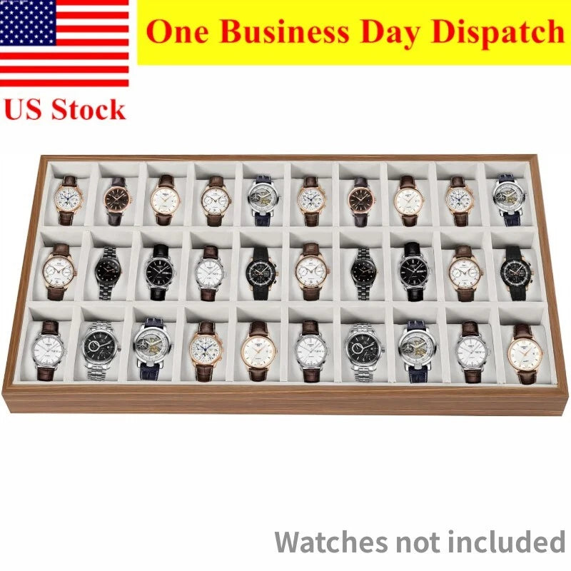 30 Slots Wood Watch Box Jewelry Storage Case Organizer Display Box Holder Tray | eBay