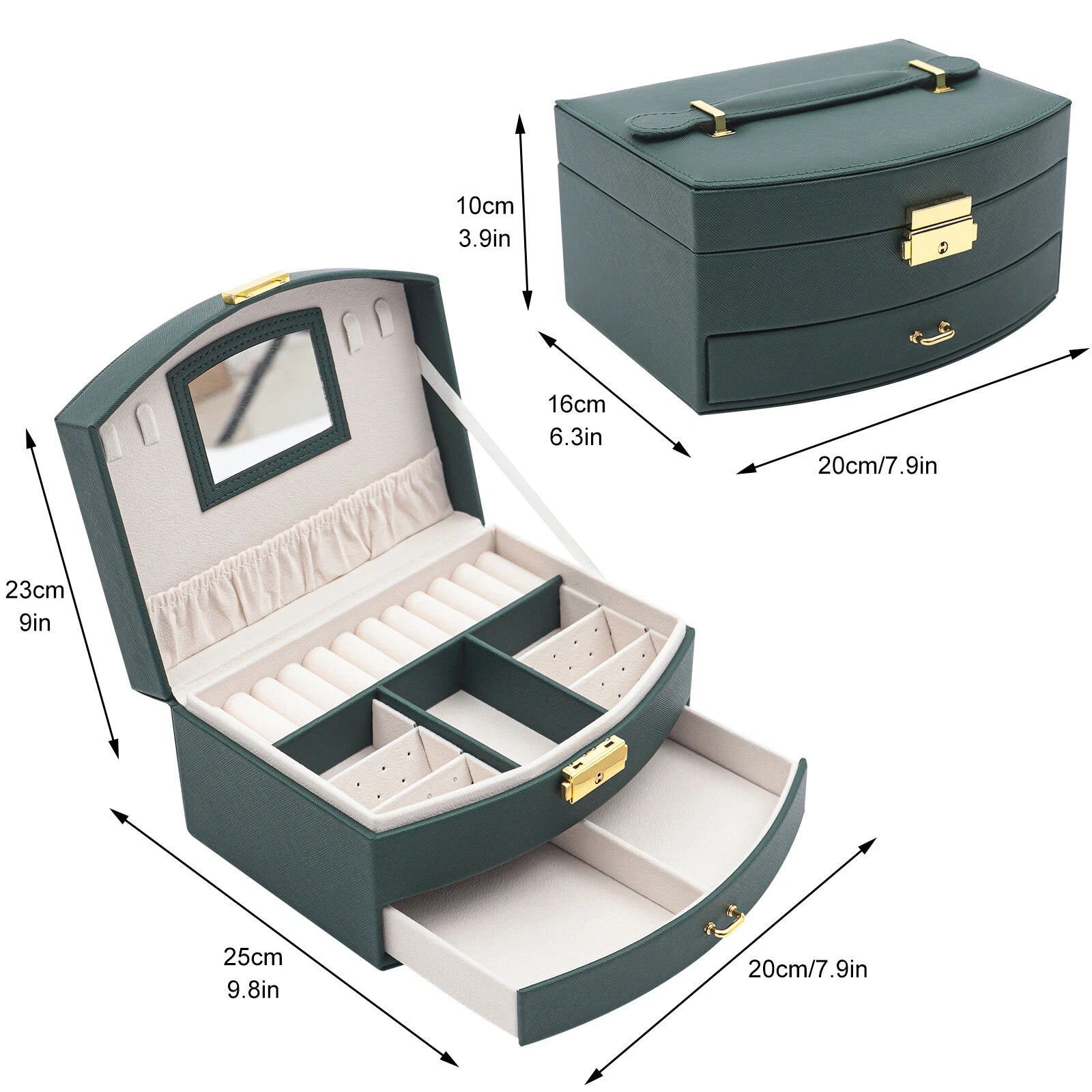Large Jewelry Storage Case Jewelry Box Organizer for Women Girls w/ 2 Drawers US | eBay