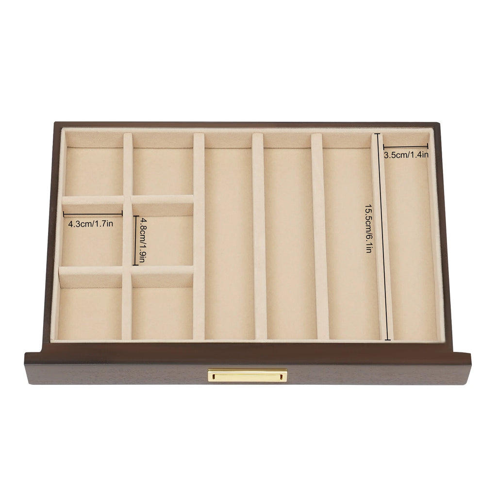 3 Layers Wooden Organizer Jewelry Storage Box w/ 2 Drawers Cabinet | eBay