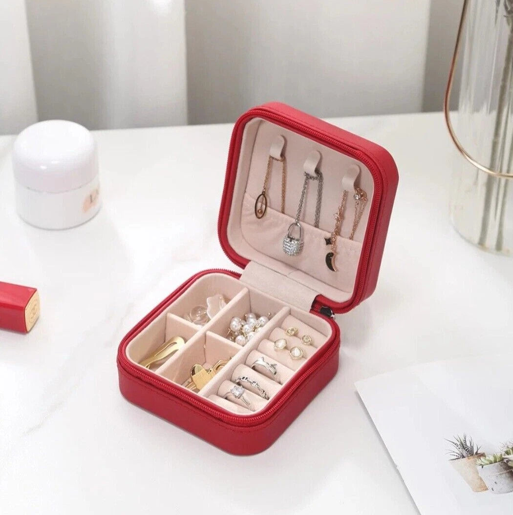 Portable Jewelry Box Organizer PU Leather Jewelry Ornaments Case Travel Storage | eBay