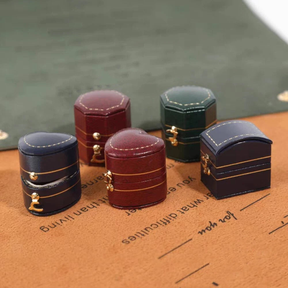 Luxury Vintage Leather Ring Boxes Engagement Wedding Ring Box Jewellery Case | eBay