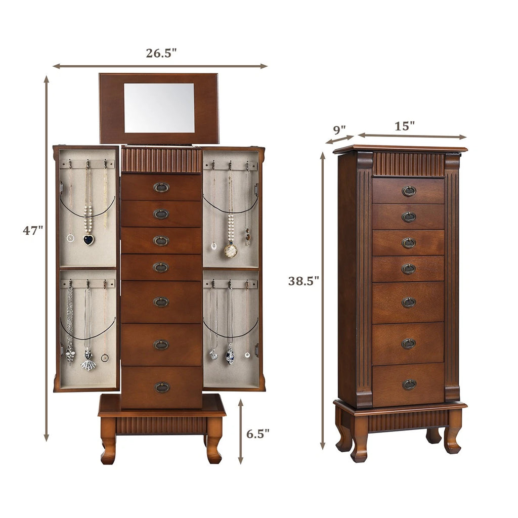 Jewelry Cabinet Armoire Box Storage Chest Stand Organizer Wood Christmas Gift | eBay