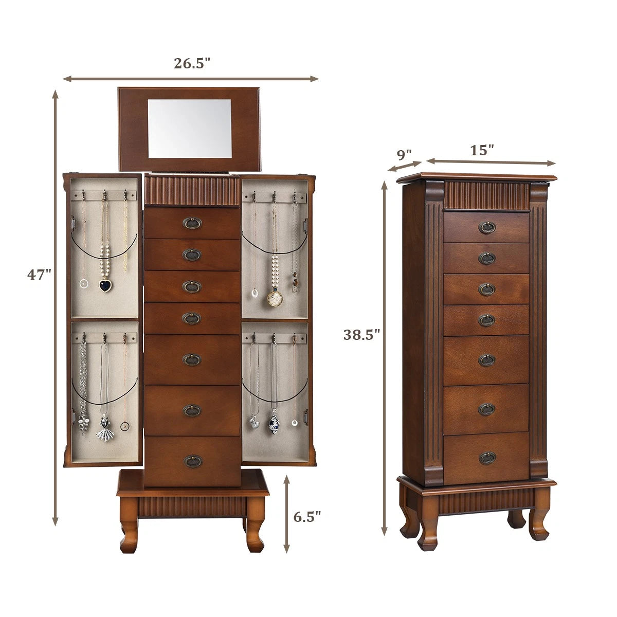 Jewelry Cabinet Armoire Box Storage Chest Stand Organizer Wood Christmas Gift | eBay