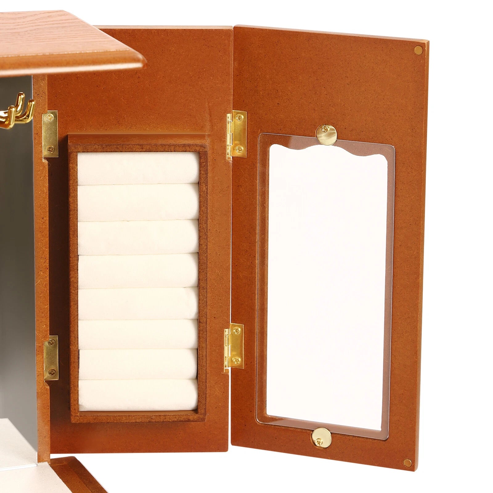 Wooden Jewelry Box Jewelry Storage Cabinet Organizer Mirror With 5 Drawers | eBay