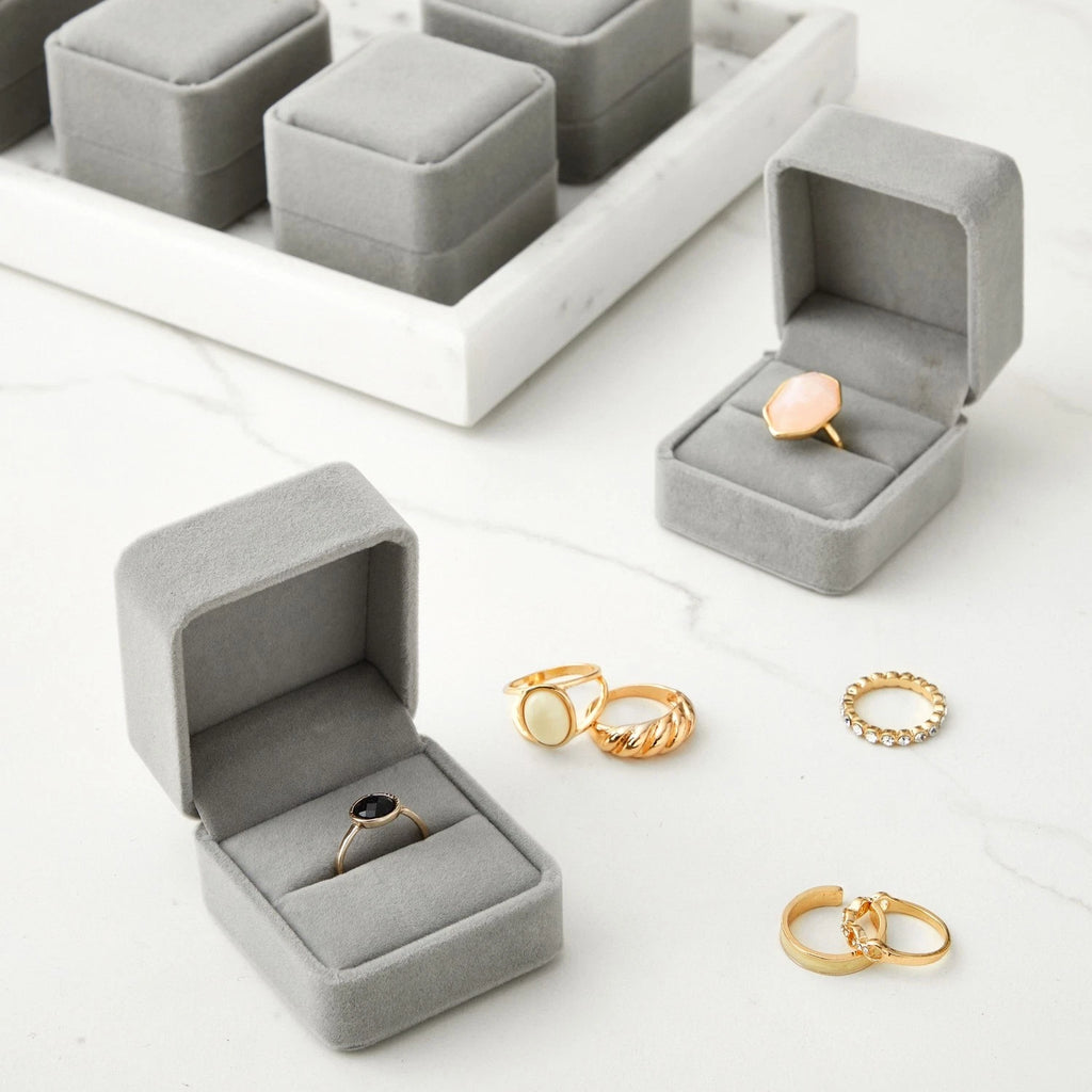 6 Pcs Jewelry Box Set, Velvet Gift Box & Single Ring Box Case for Proposal, Grey 843128164274| eBay
