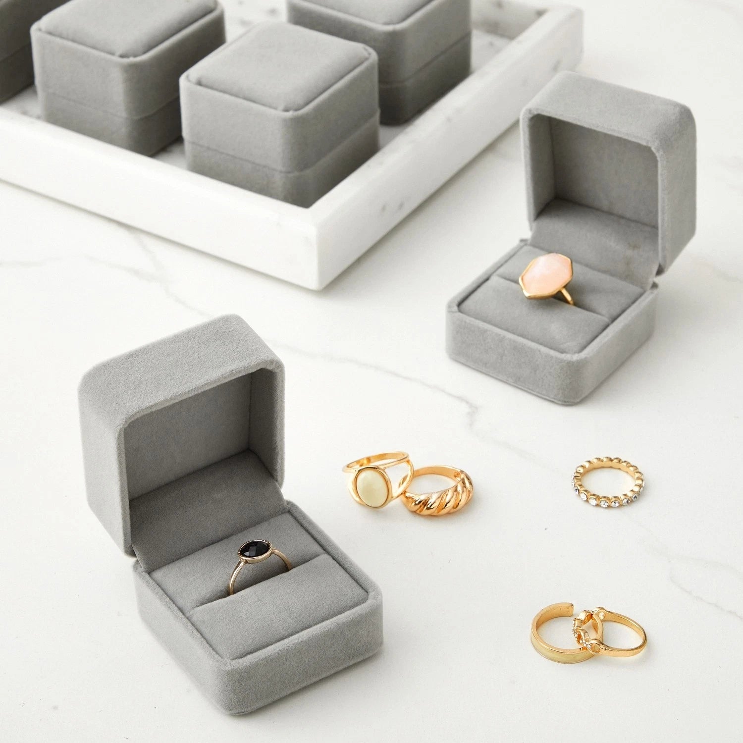 6 Pcs Jewelry Box Set, Velvet Gift Box & Single Ring Box Case for Proposal, Grey 843128164274| eBay