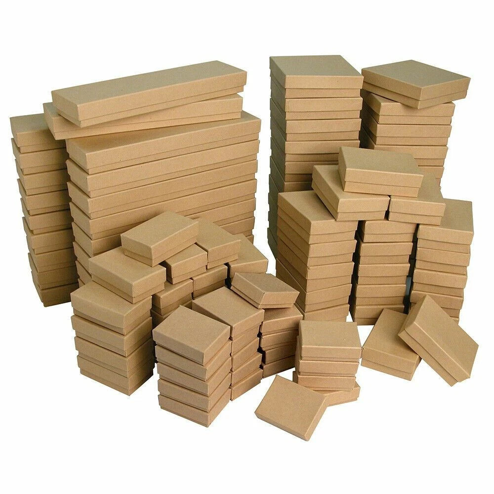 Khaki Kraft Cotton Filled Gift Boxes Jewelry Cardboard Box Lots of 5~20~50~100 | eBay