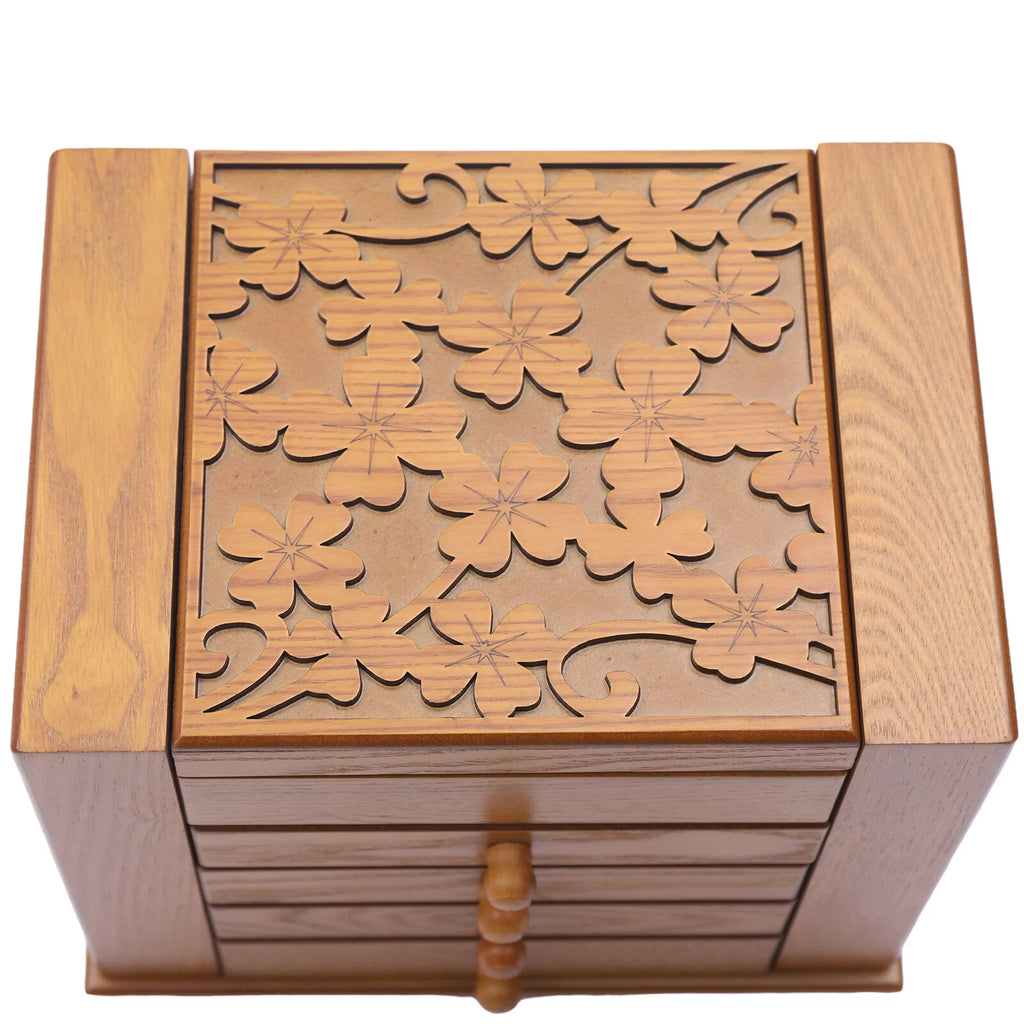 5 Layers Vintage Jewelry Organizer Case Large Wooden Storage Box with 4 Drawers | eBay