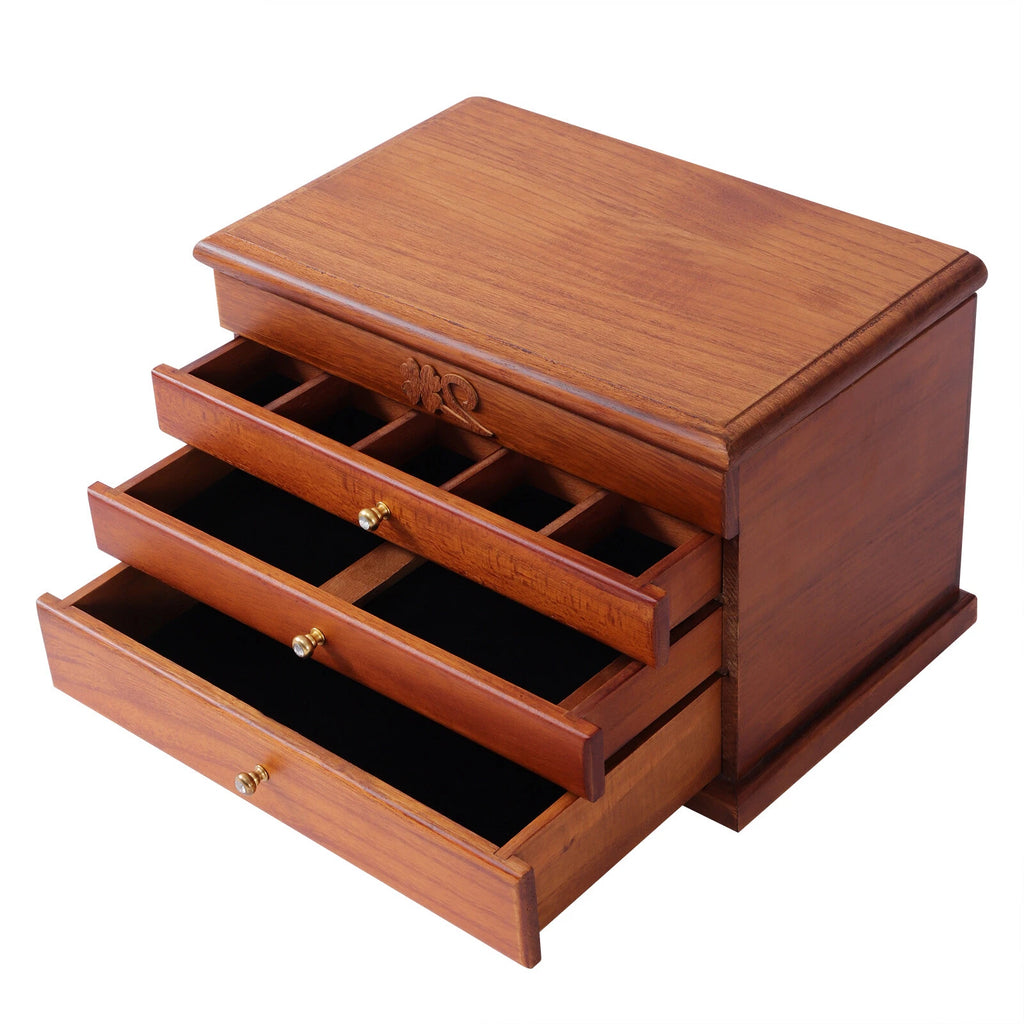 Wooden Jewelry Box Jewelry Storage Ring Earrings Organizer Case with Drawer NEW | eBay