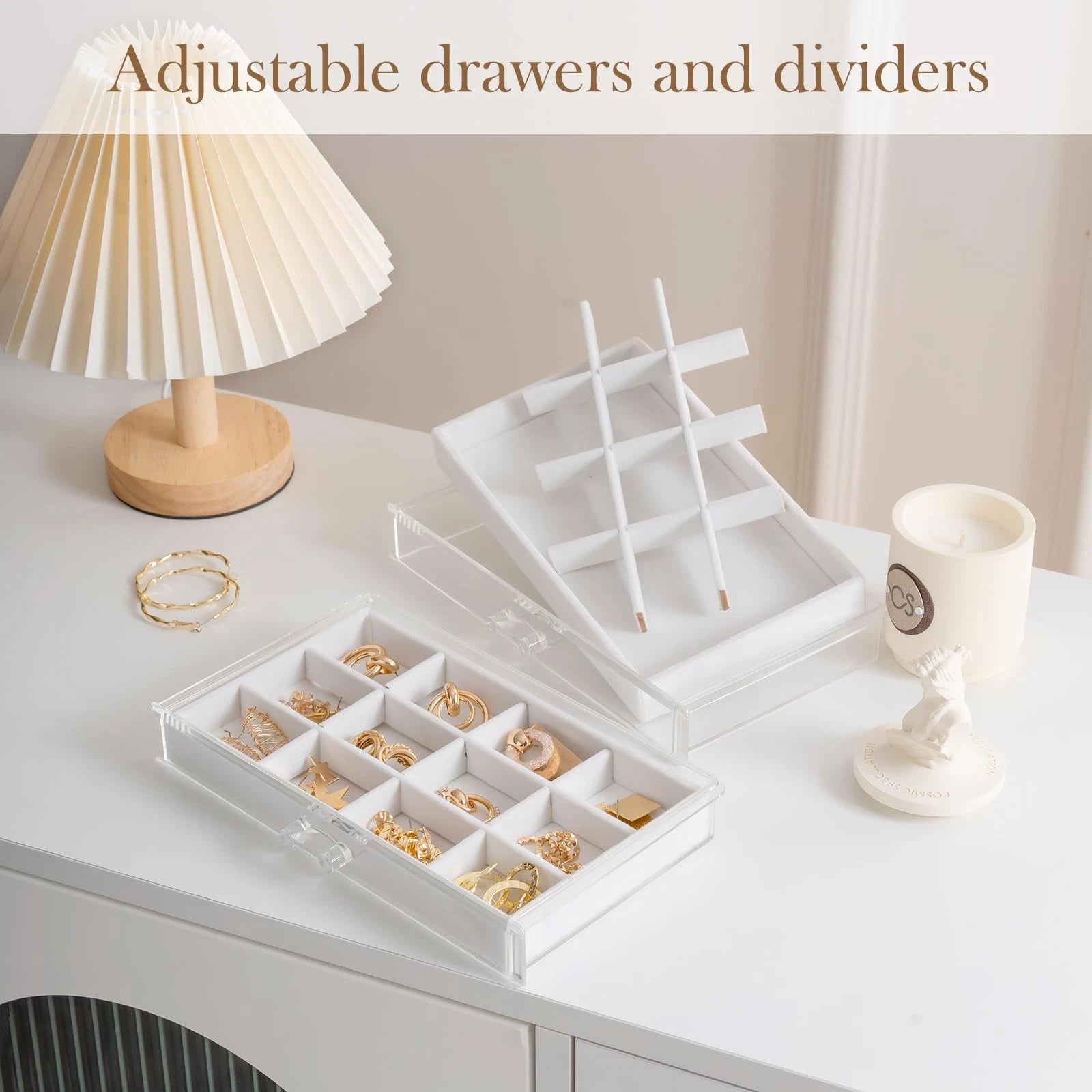 Earring Holder Organizer Box Jewelry Storage with 4 Drawers, Clear Acrylic St... | eBay