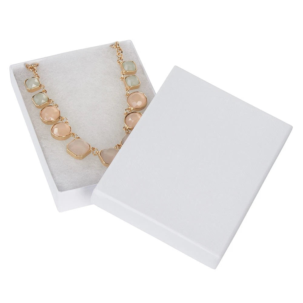SSWBasics 5 ¼ x 3 ¾ x ⅞ inch White Embossed Cotton Filled Jewelry Boxes - 100 | eBay