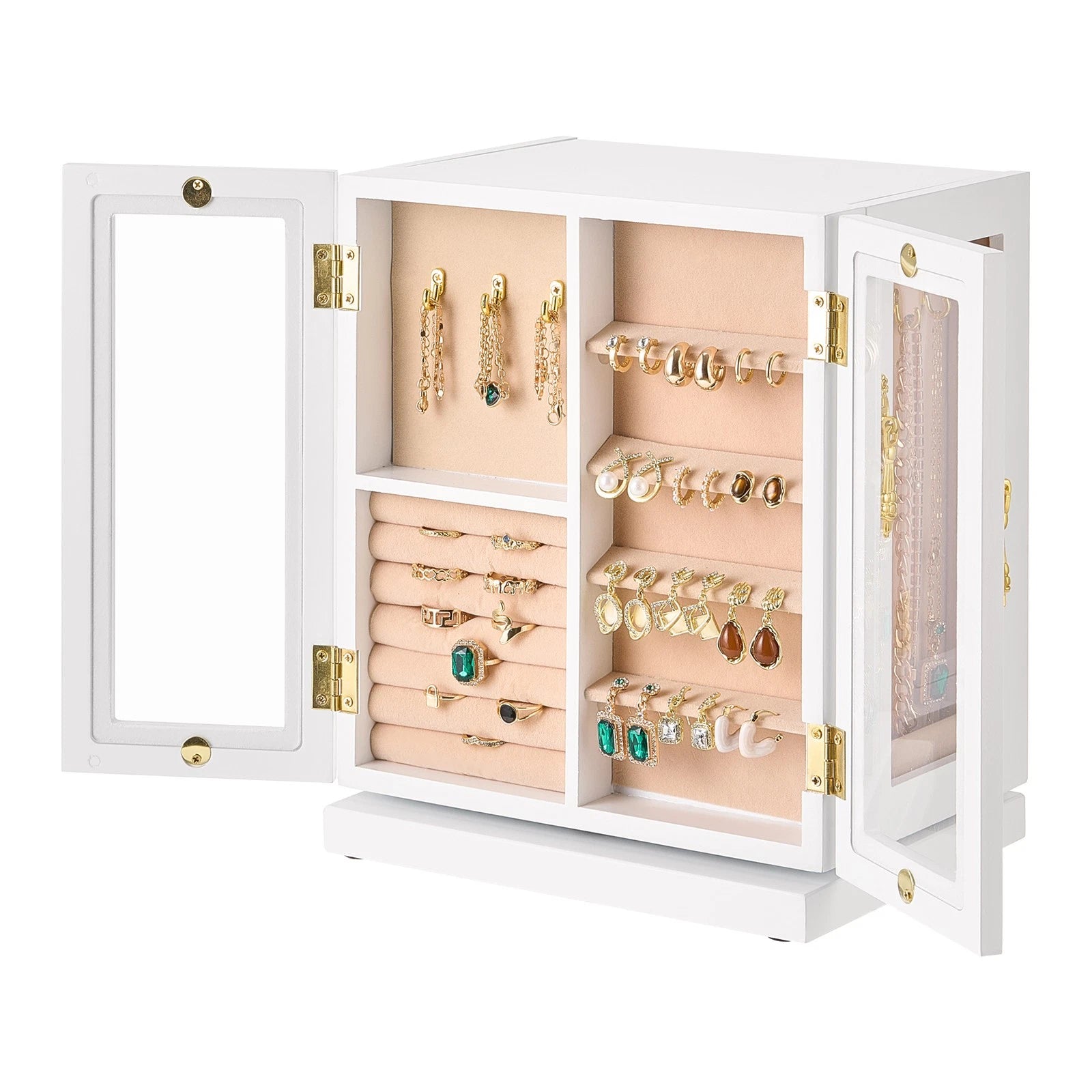 Jewelry Box 360° Rotating Jewelry Organizer with 5 Spacious Drawers White | eBay