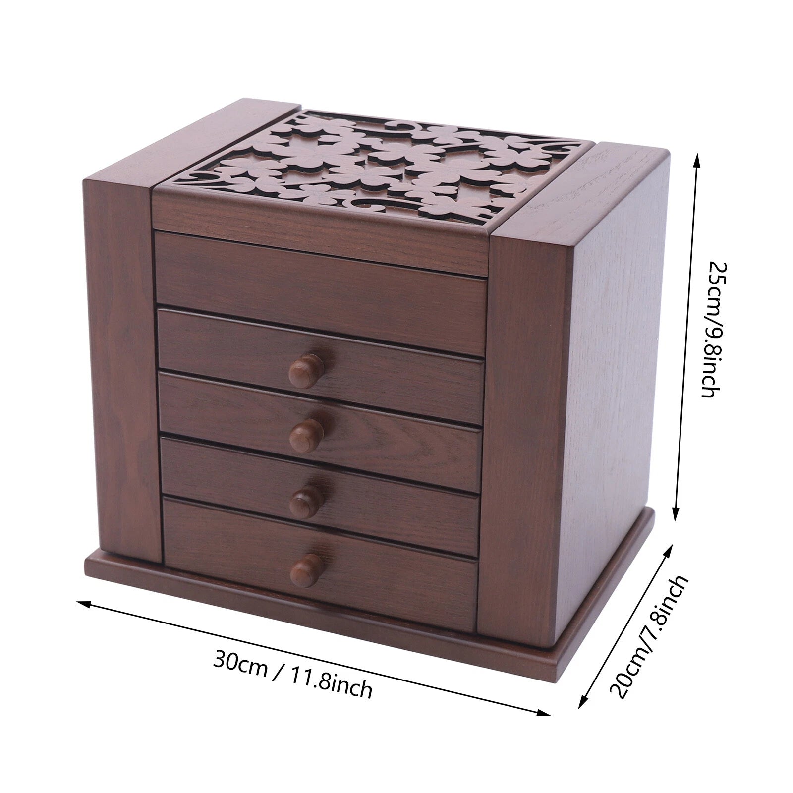 5 Layers Vintage Jewelry Organizer Wooden Storage Box Organizer W/4 Drawers | eBay