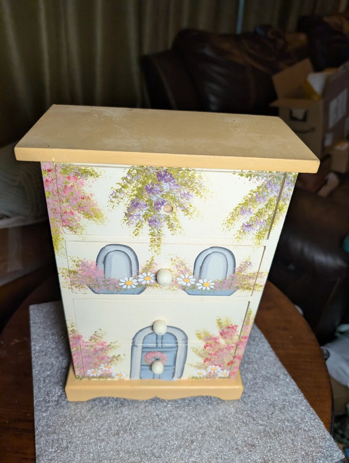 Wooden Hand Painted 4 Drawer Jewelry Storage Box Chest 12" x 8" X 4" As Is | eBay