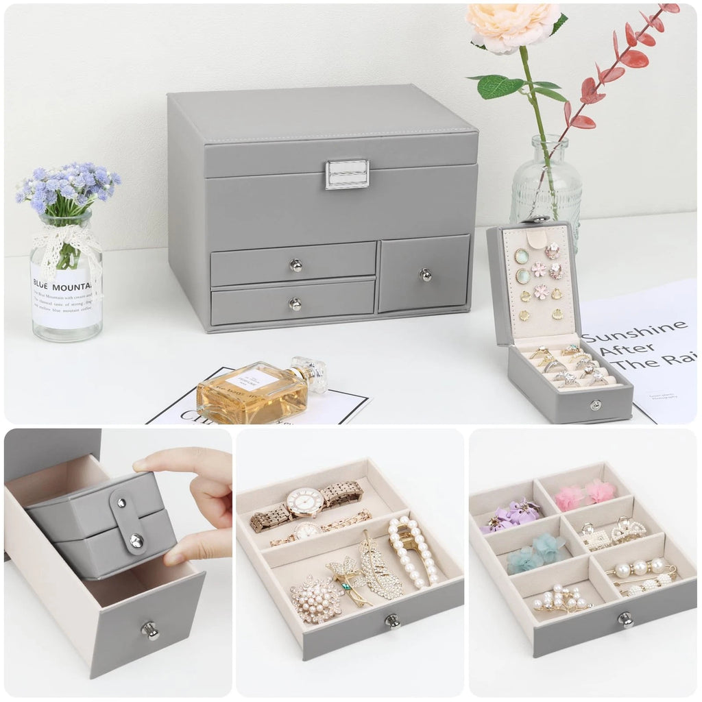DesignSter Jewelry Organizer Box 3 Layers Large Jewelry Box with Travel Jewel... | eBay