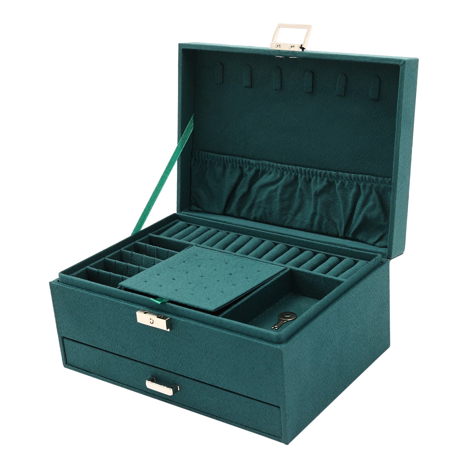 Jewelry Box Organizer Rings Storage Case W/ Lock 3-layers For Necklaces Gift NEW | eBay