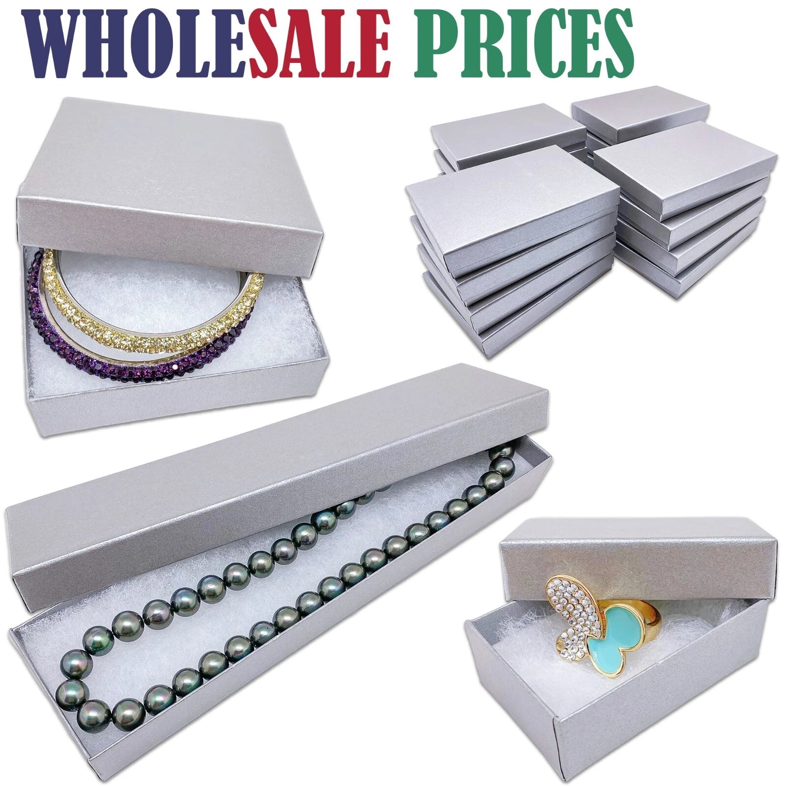 BULK Cardboard Kraft Paper JEWELRY GIFT BOXES Cotton Filled GRAY - for Shipping | eBay