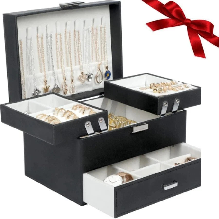 Jewelry Boxes for Women Girls, Jewelry Organizer Box, 3 Layers Jewelry Storage | eBay