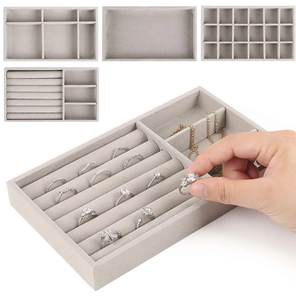 Jewellery Display Box Earring Ring Tray Storage Case Organizer Velvet Holder US | eBay