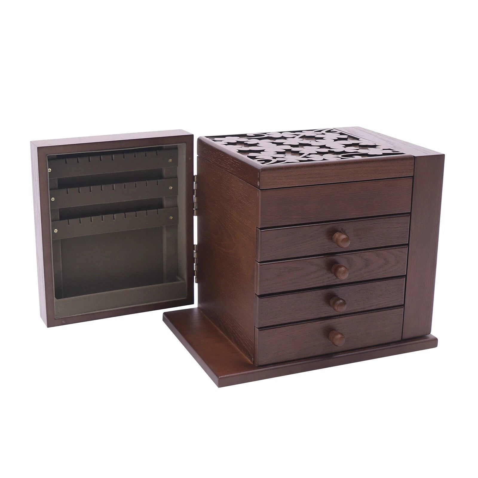 5 Layers Vintage Jewelry Organizer Wooden Storage Box Organizer W/4 Drawers | eBay