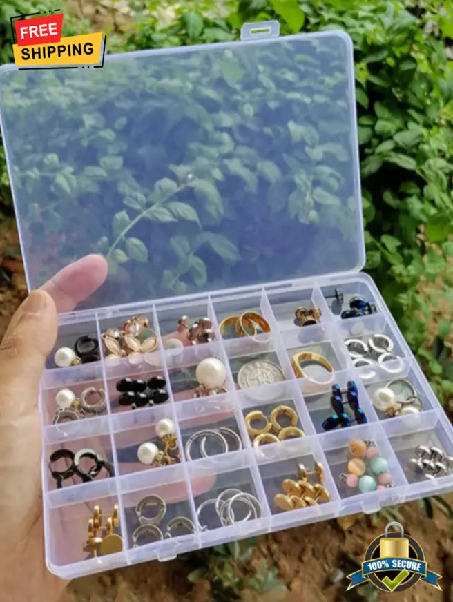 1 pc Clear Plastic Jewelry Box Organizer with Adjustable Dividers Storage Case | eBay
