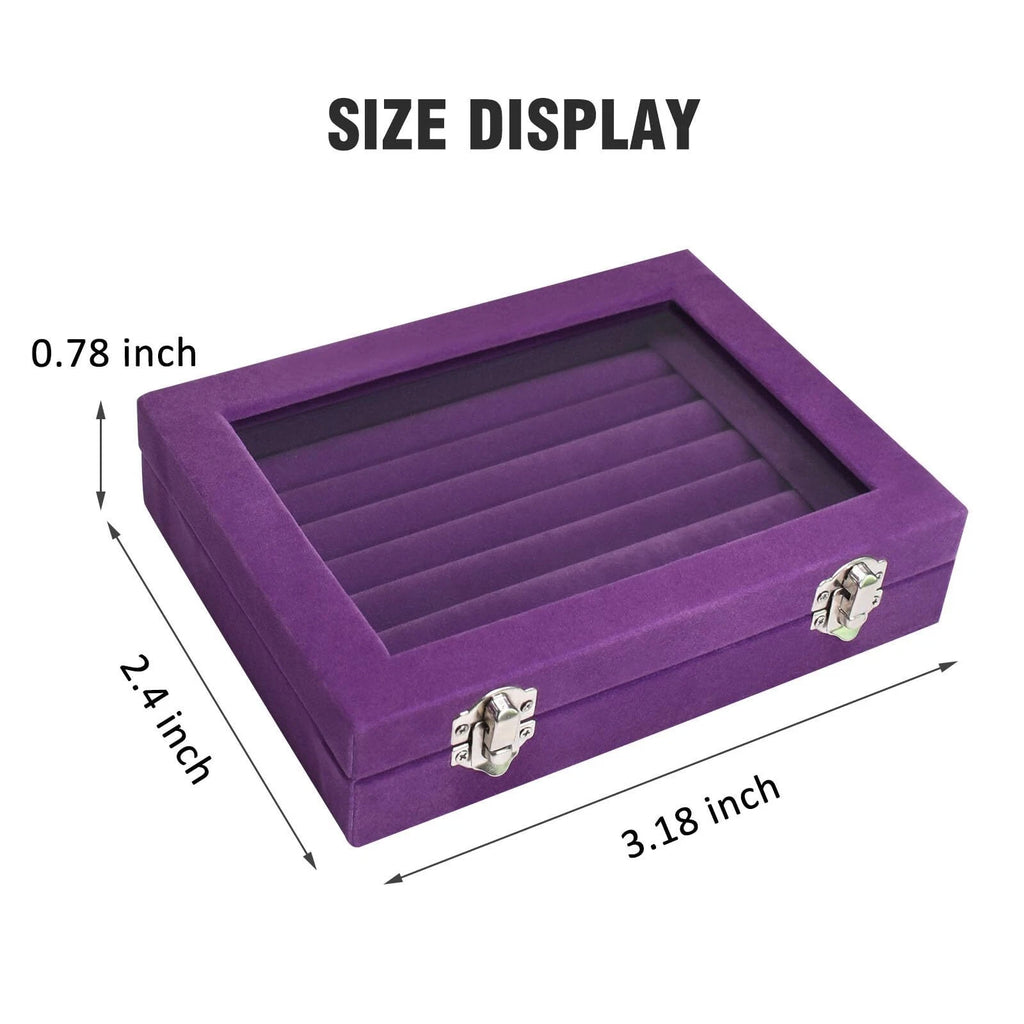 Rings Organizer Tray 7 Slots Velvet Jewelry Earring Storage Box with Transpar... | eBay