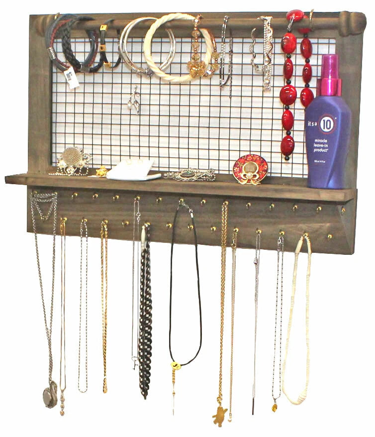 Jewelry Organizer Hanger Wooden Rack Holder for Earrings, Necklaces, Bracelet | eBay