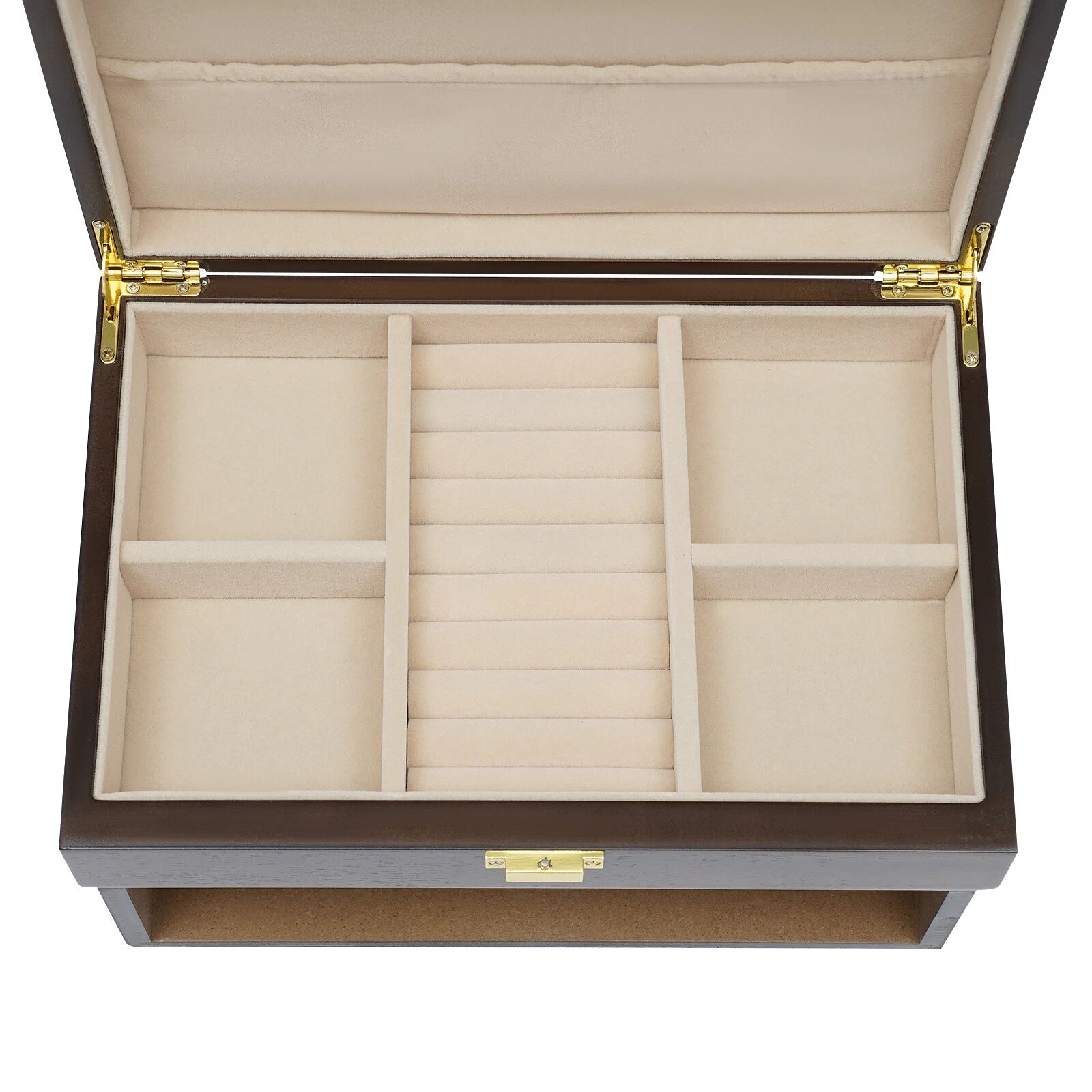 3 Layers Wooden Organizer Jewelry Storage Box w/ 2 Drawers Cabinet | eBay