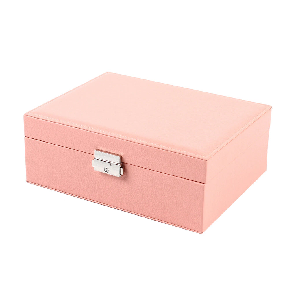 JEWELRY BOX 2-LAYER ORGANIZER CASE LARGE STORAGE NECKLACE RING LEATHER BRAND NEW | eBay