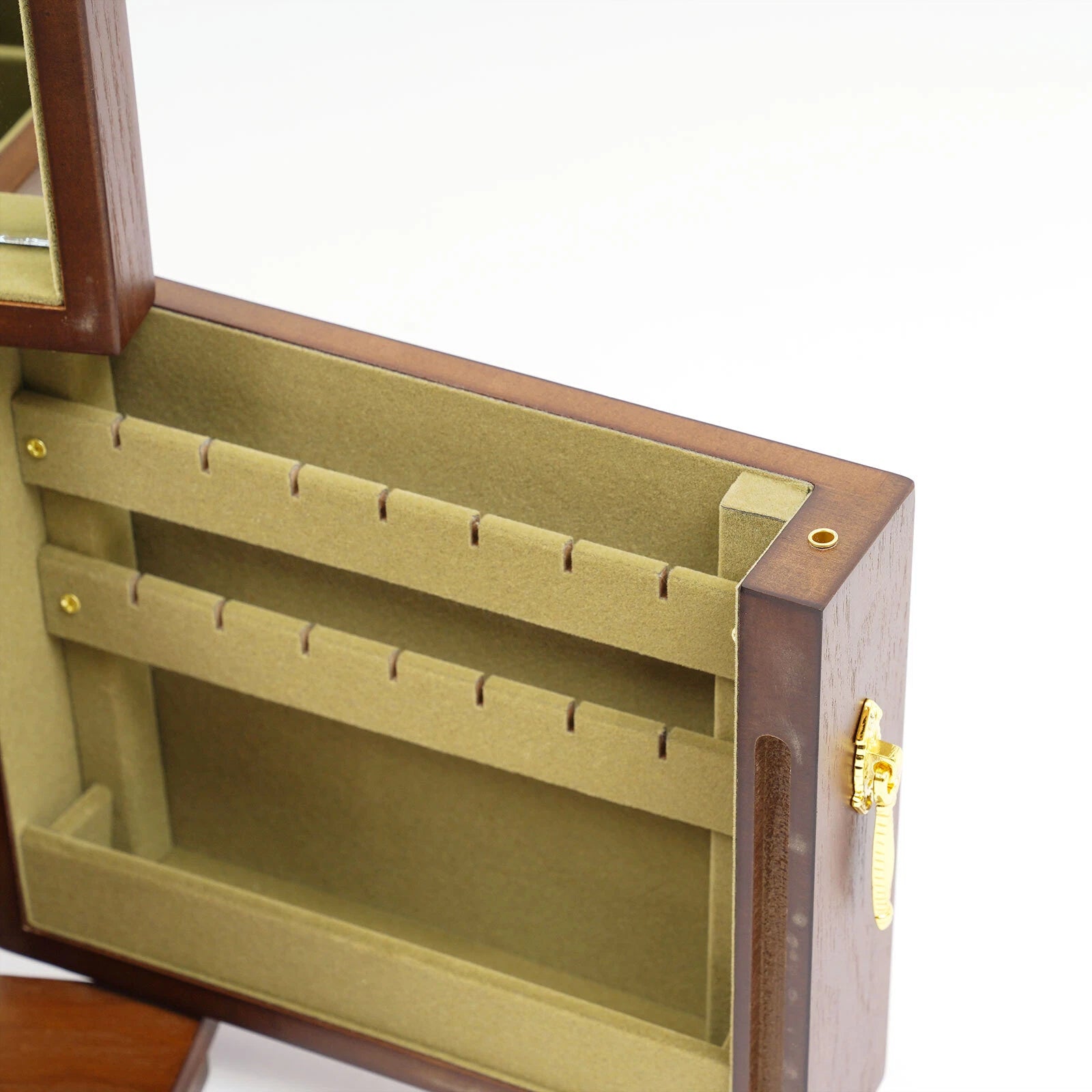 Vintage Large Wooden Jewelry Organizer Box Necklace Rings Bracelet Storage Case | eBay
