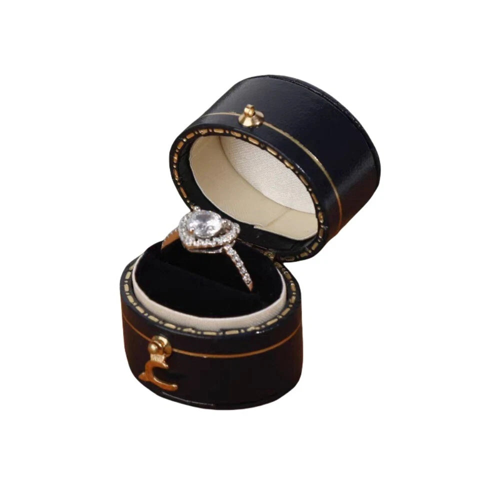 Luxury Vintage Leather Ring Boxes Engagement Wedding Ring Box Jewellery Case | eBay