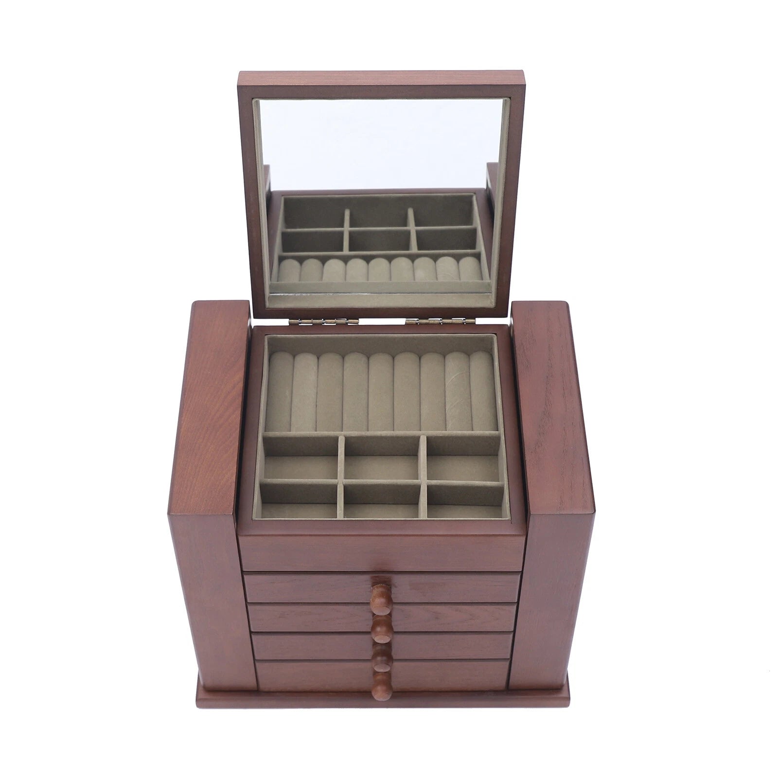 5 Layers Case Vintage Large Jewelry Organizer Wooden Storage Box w/ 4 Drawers | eBay