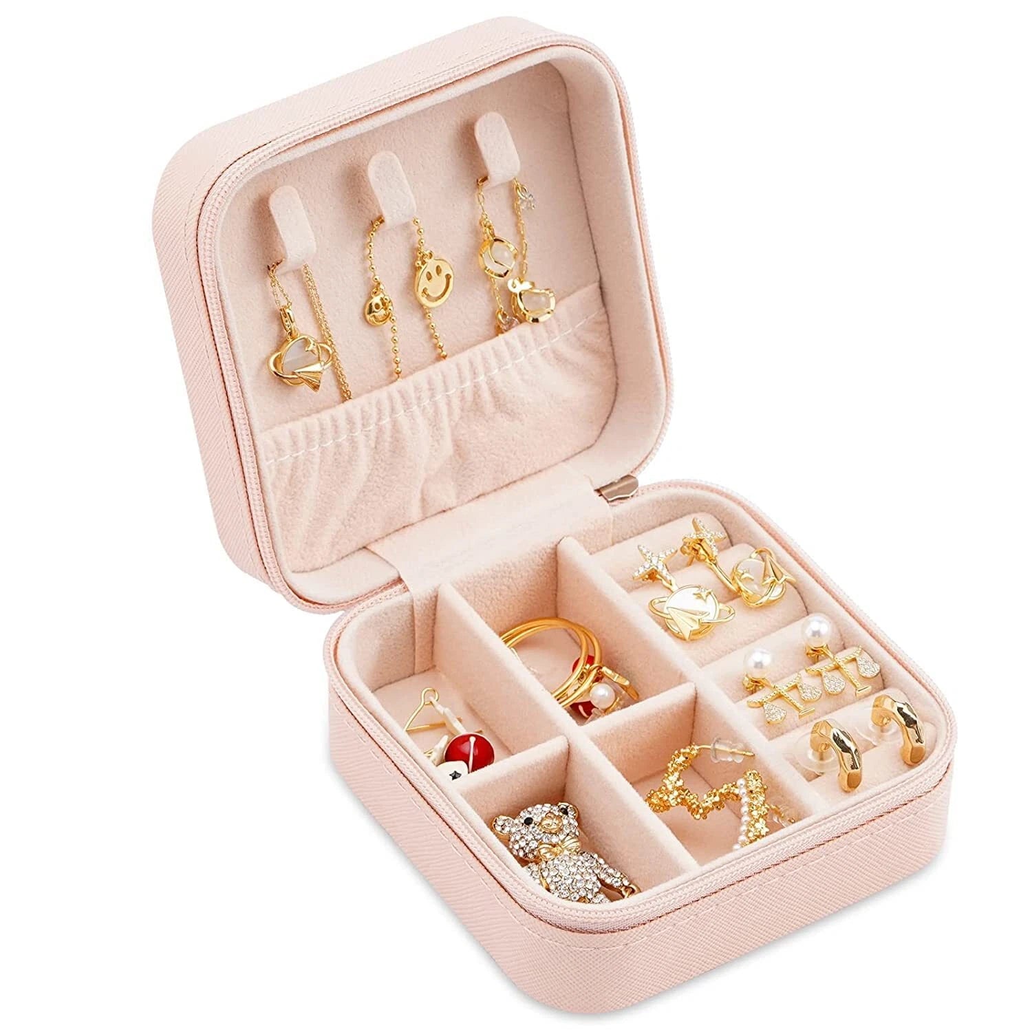 Portable Jewelry Box Travel Organizer Case Ring Earring Necklace Storage Case | eBay