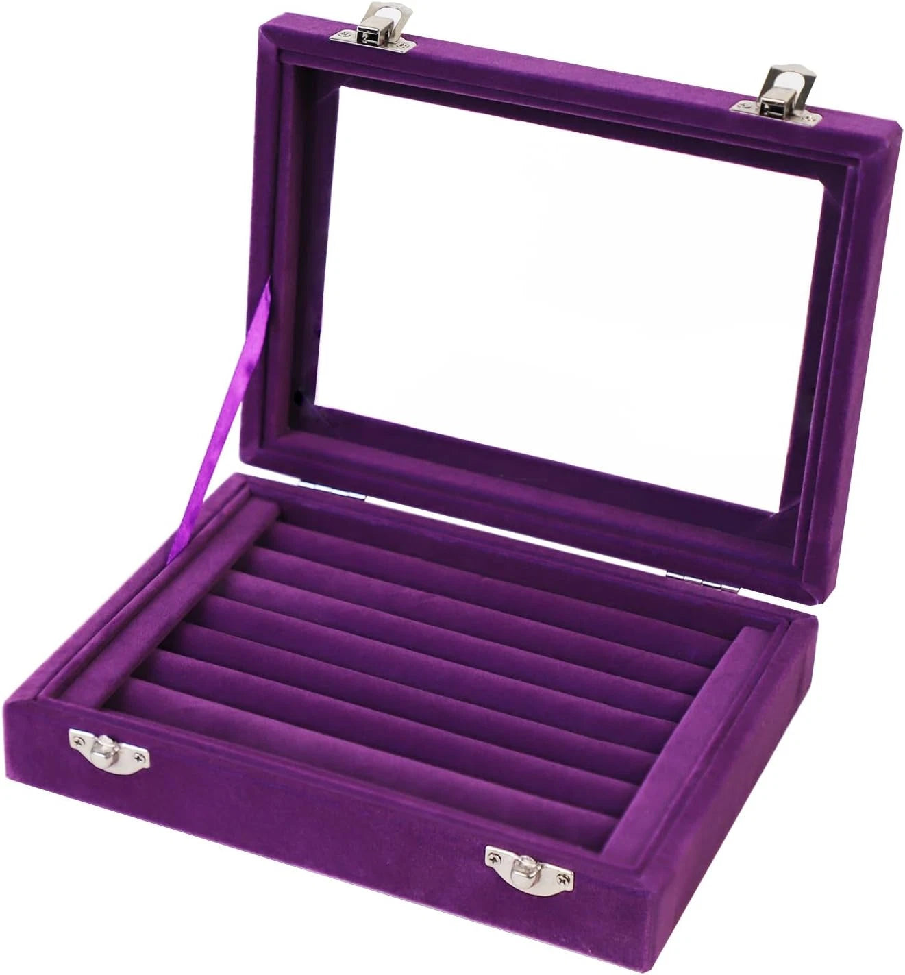 7 Slots Velvet Jewelry Box Rings Organizer Tray Display Storage Box for Girls | eBay