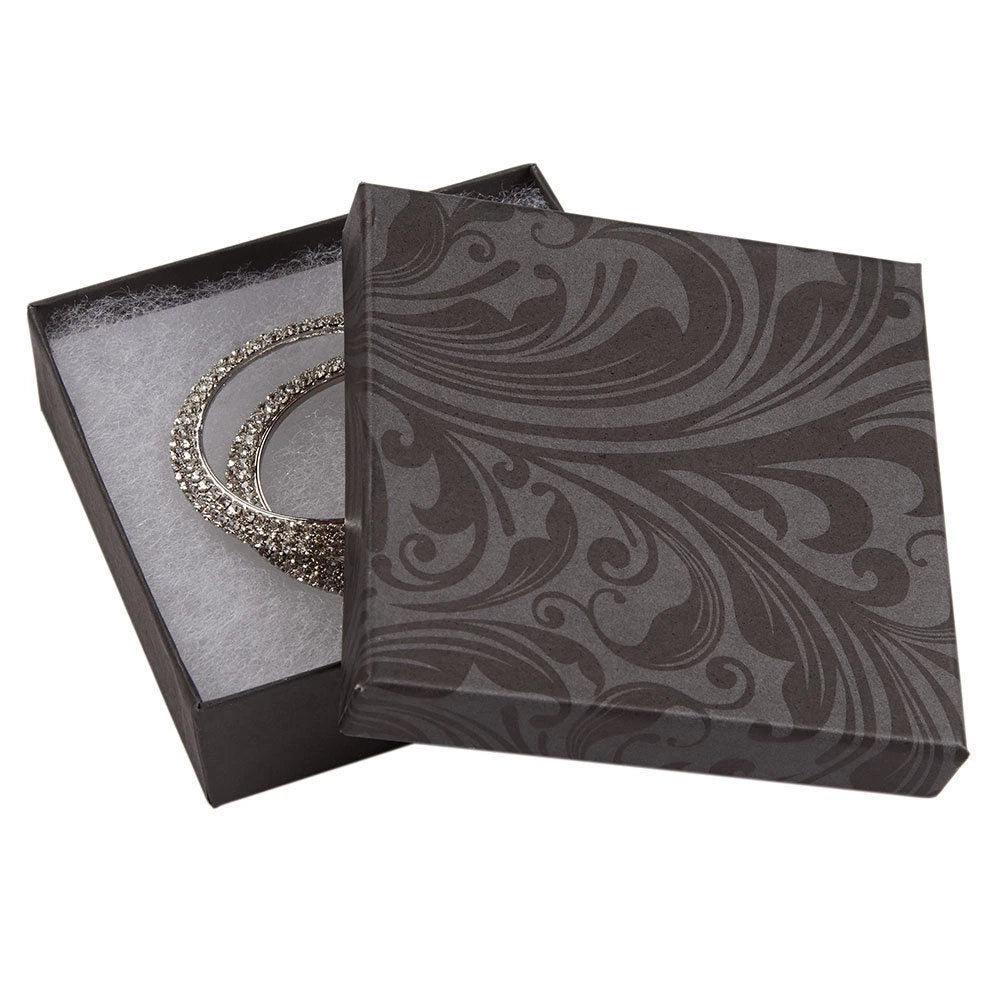 Jewelry Boxes 50 Black & Gray Elegant Print Cotton Filled 3 1/2" X 3 1/2" | eBay
