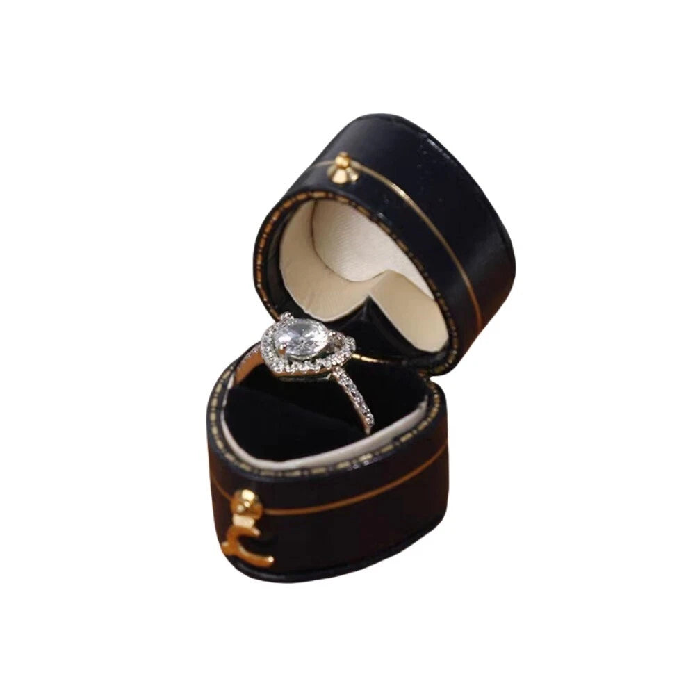 Luxury Vintage Leather Ring Boxes Engagement Wedding Ring Box Jewellery Case | eBay