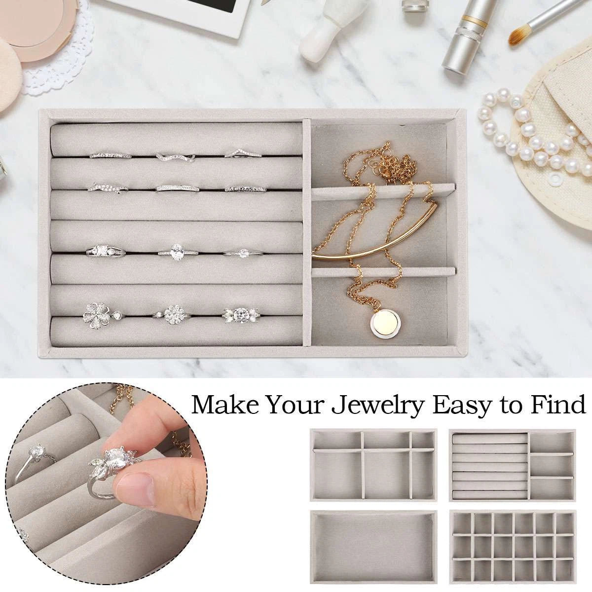 Jewellery Display Box Earring Ring Tray Storage Case Organizer Velvet Holder US | eBay