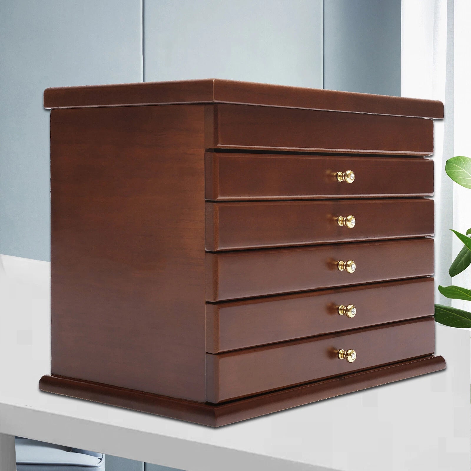 Jewelry Cabinet Storage Box Gift Chest Armoire Organizer W/ 6 Layers Drawer | eBay
